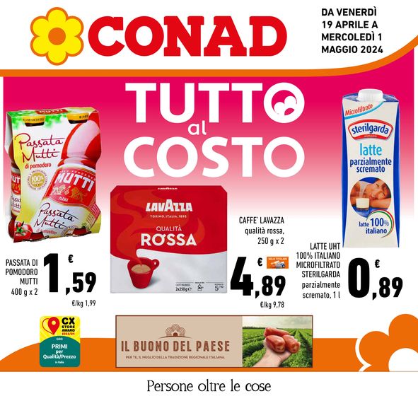 Volantino Conad a Chieti | Tutto al costo | 19/4/2024 - 1/5/2024