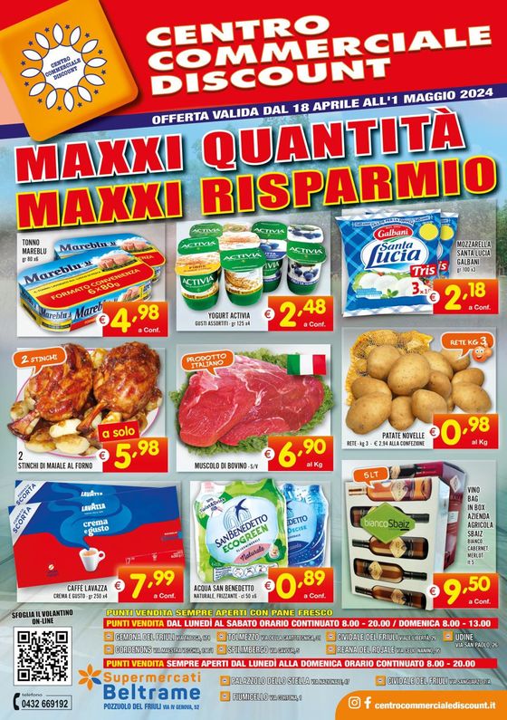 Volantino Centro Commerciale Discount a Gemona del Friuli | Maxxi quantita maxxi risparmio | 18/4/2024 - 1/5/2024