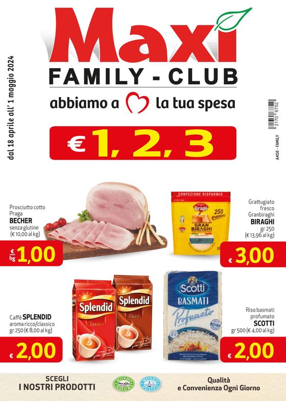 Volantino Maxì Family | 1,2,3 euro | 18/4/2024 - 1/5/2024