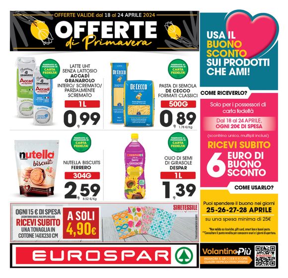 Volantino Eurospar a Monopoli | Offerte di primavera | 18/4/2024 - 24/4/2024