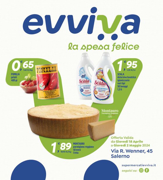 Volantino Supermercati Evviva a Salerno | La spesa felice | 18/4/2024 - 2/5/2024