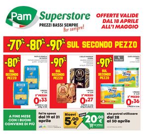 Volantino Pam a Perugia | 70% - 80% - 90% sul Secondo Pezzo | 18/4/2024 - 1/5/2024