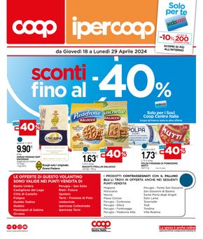Volantino Coop a Spoleto | Sconti fino al 40% | 18/4/2024 - 29/4/2024