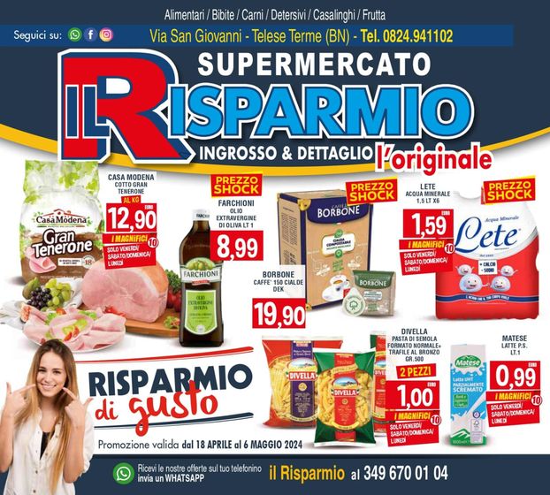 Volantino Supermercato Il Risparmio a Telese Terme | Offerte | 19/4/2024 - 6/5/2024