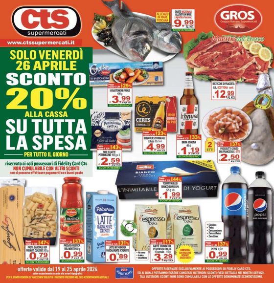 Volantino CTS Supermercati a Ariccia | Sconto 20% | 19/4/2024 - 25/4/2024