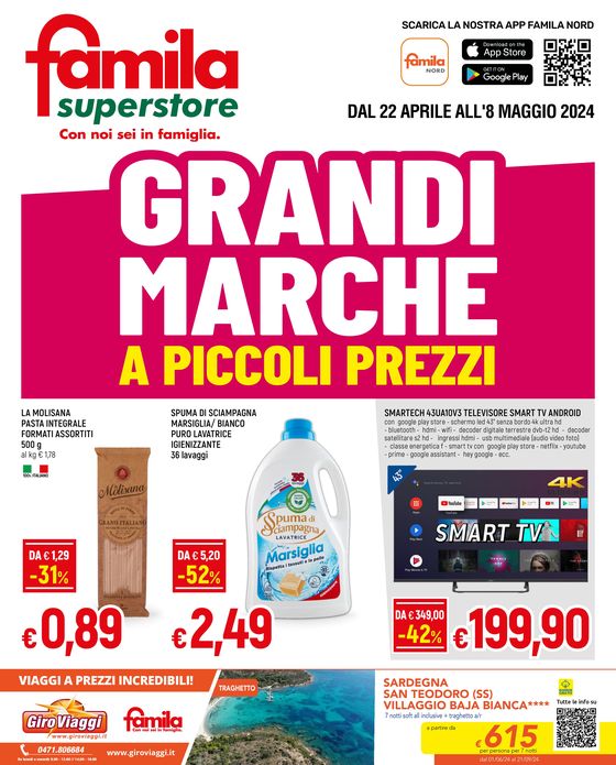 Volantino Famila Superstore a Gussago | Grandi marche | 22/4/2024 - 8/5/2024