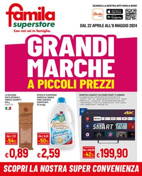 Offerte di Iper e super a Fidenza | Grandi marche in Famila Superstore | 22/4/2024 - 8/5/2024