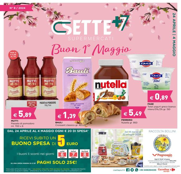 Volantino Csettepiù7 Supermercati a Cisternino | Buon 1 Maggio | 23/4/2024 - 4/5/2024