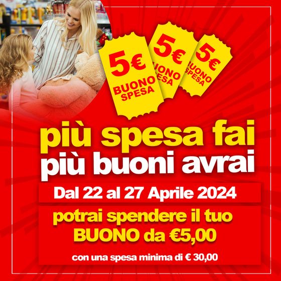 Volantino Ok Bimbo a Matera | Buono spesa 5€ | 24/4/2024 - 27/4/2024