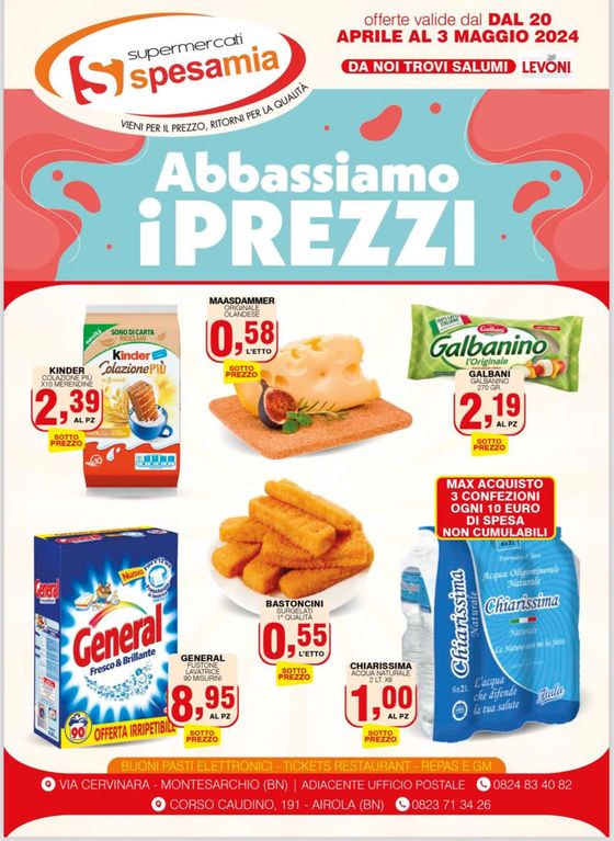 Volantino Supermercati Spesa Mia a Montesarchio | Abassiamo i prezzi  | 24/4/2024 - 3/5/2024