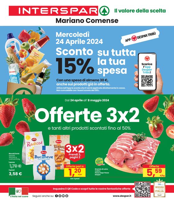 Volantino Interspar a Mariano Comense | Offerte 3x2 e tanti altri prodotti scontati fino al 50% | 24/4/2024 - 8/5/2024