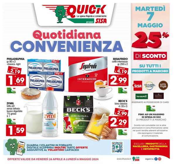 Volantino Quick Sisa a Pulsano | Quotidiana convenienza | 26/4/2024 - 6/5/2024