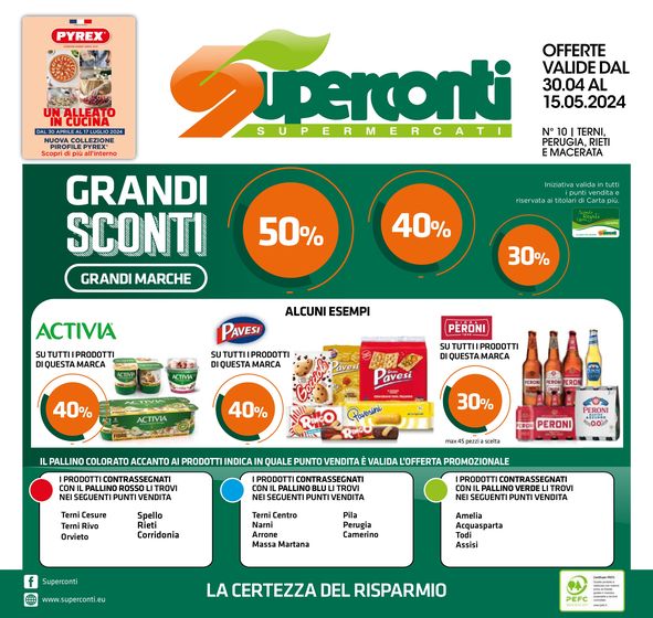 Volantino Superconti a Narni | Grandi sconti 50% 40% 30% | 30/4/2024 - 15/5/2024