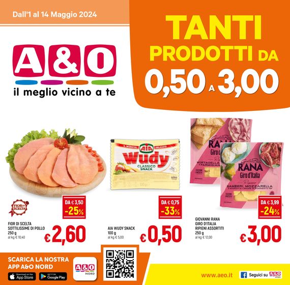 Volantino A&O a Grignasco | Tanti prodotti da 0,50 a 3,00 € | 1/5/2024 - 14/5/2024