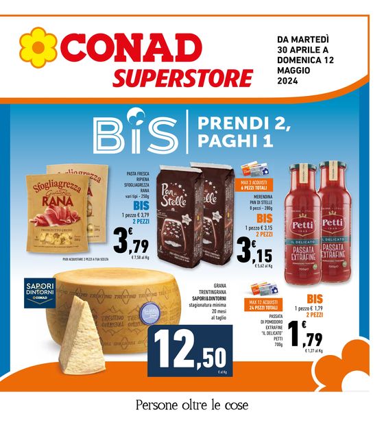 Volantino Conad Superstore a Spoleto | Prendi 2, paghi 1 | 30/4/2024 - 12/5/2024