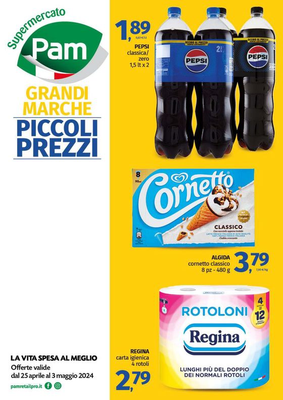 Volantino Pam RetailPro a Giugliano in Campania | Grandi marche piccoli prezzi | 29/4/2024 - 3/5/2024