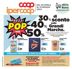 Offerte di Iper e super a Aprilia | 30% 40% 50% in Coop | 30/4/2024 - 15/5/2024