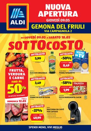 Volantino Aldi a Gemona del Friuli | SOTTOCOSTO | 9/5/2024 - 18/5/2024
