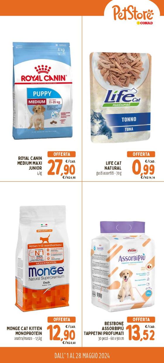 Volantino Pet Store Conad a Giugliano in Campania | Le extra offerte  | 1/5/2024 - 28/5/2024