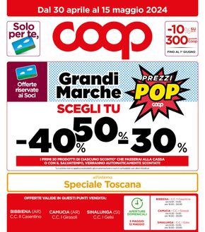 Offerte di Iper e super a Poppi | Grandi Marche  in Coop | 30/4/2024 - 15/5/2024