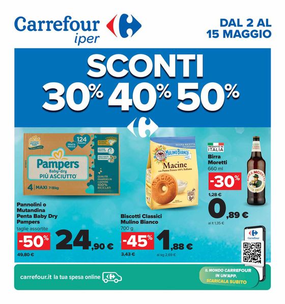 Volantino Carrefour Ipermercati a Novara | Sconti 30% 40% 50% | 2/5/2024 - 15/5/2024