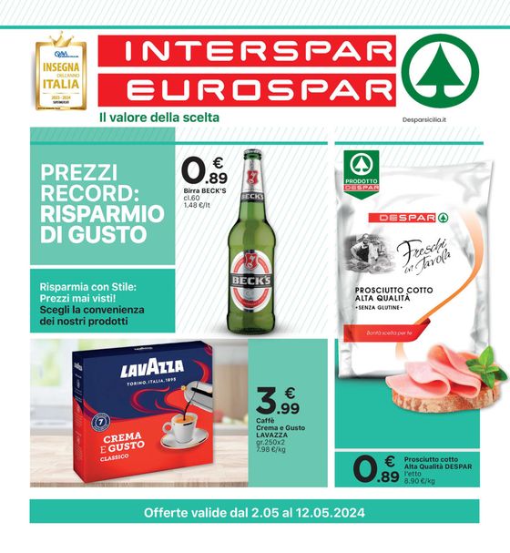 Volantino Eurospar a Termini Imerese | Prezzi record: Risparmio di gusto  | 2/5/2024 - 12/5/2024