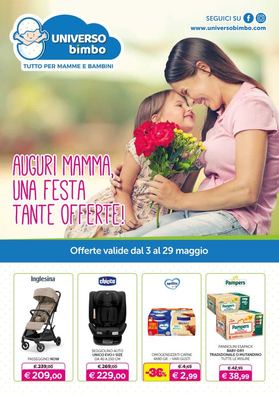 Volantino Universo Bimbo a Torino | Auguri mamma, una festa tante offerte! | 3/5/2024 - 29/5/2024