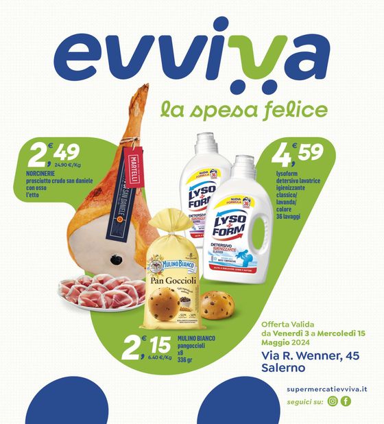 Volantino Supermercati Evviva a Salerno | La spesa felice | 3/5/2024 - 15/5/2024