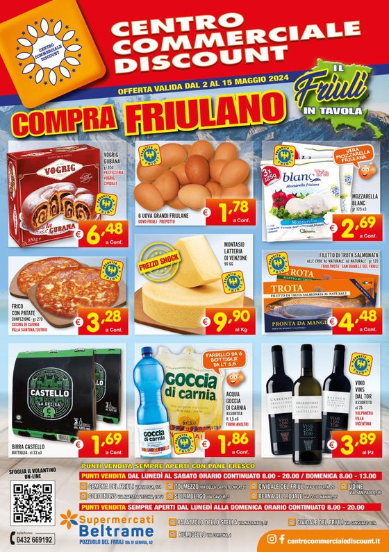 Volantino Centro Commerciale Discount a Reana del Rojale | Compra friulano | 3/5/2024 - 15/5/2024