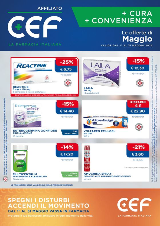 Volantino CEF La Farmacia Italiana a Roma | Le offerte di Maggio | 7/5/2024 - 31/5/2024