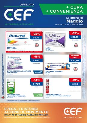 Offerte di Salute e Benessere a Castelleone | Le offerte di Maggio in CEF La Farmacia Italiana | 7/5/2024 - 31/5/2024