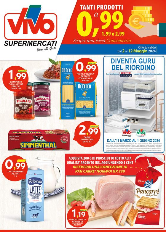 Volantino Vivo Supermercati a Guidizzolo | Tanti prodotti a 0,99€ | 8/5/2024 - 12/5/2024