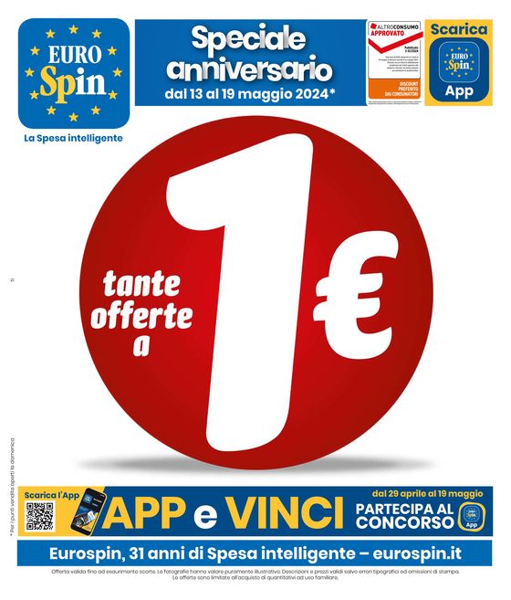 Volantino Eurospin a Montegiorgio | Tante offerte a 1€ | 13/5/2024 - 19/5/2024
