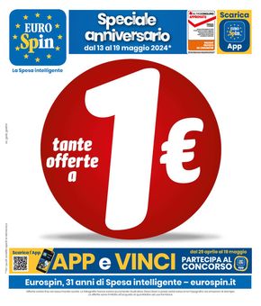Volantino Eurospin a Scordia | Tante offerte a 1€ | 13/5/2024 - 19/5/2024