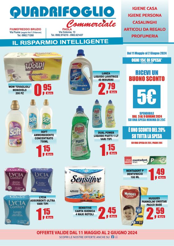 Volantino Quadrifoglio Commerciale a Paola | Il risparmio intelligente | 11/5/2024 - 2/6/2024