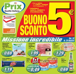 Offerte di Discount a San Michele all'Adige | Buono sconto 5€ in Prix | 13/5/2024 - 20/5/2024