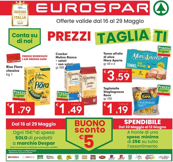 Volantino Eurospar | Prezzi tagliati | 16/5/2024 - 29/5/2024