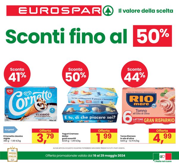 Volantino Eurospar a Gruaro | Sconti fino al 50% | 16/5/2024 - 29/5/2024