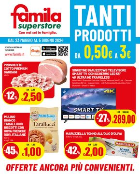 Volantino Famila Superstore a Sotto il Monte Giovanni XXIII | Tanti prodotti da 0.50 euro a 3.00 euro | 23/5/2024 - 5/6/2024