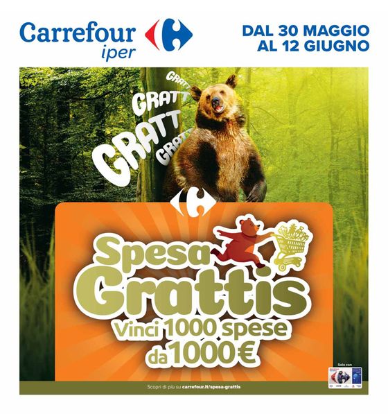 Volantino Carrefour Ipermercati a Grugliasco | Concorso Spesa Grattis | 30/5/2024 - 12/6/2024