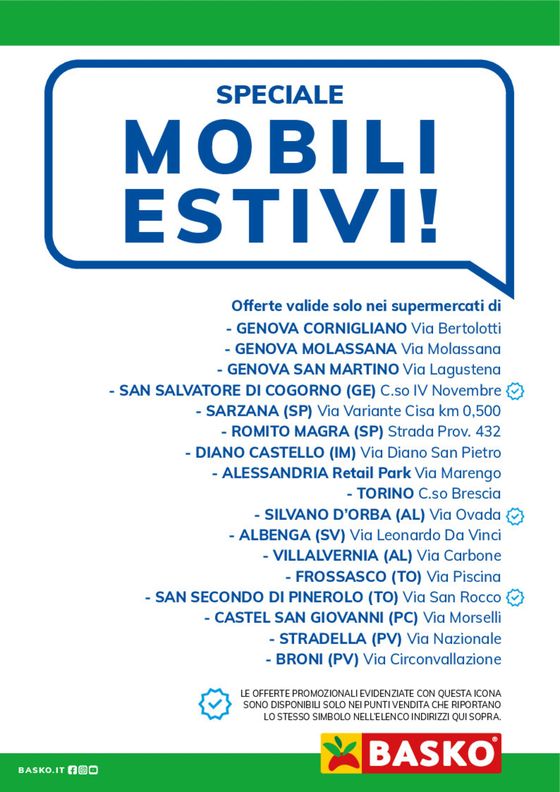 Volantino Basko a Genova | Mobili estivi | 30/5/2024 - 24/6/2024