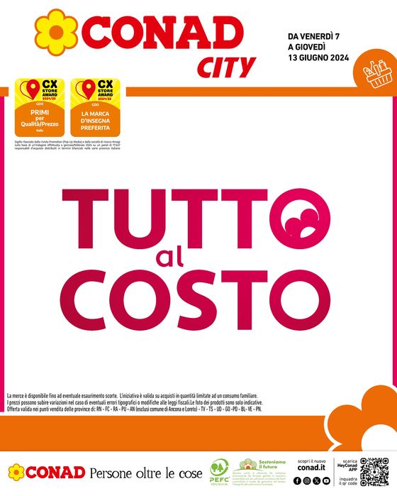 Volantino Conad City a Cesena | Tutto al costo  | 7/6/2024 - 13/6/2024
