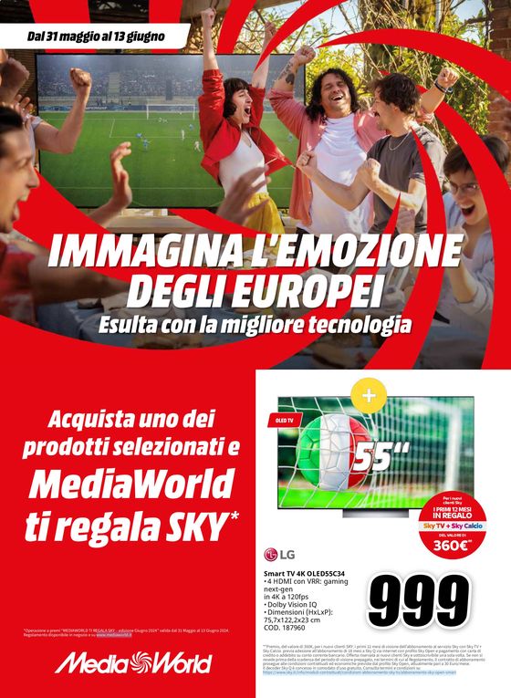 Volantino MediaWorld a Palermo | Imagina l'emozione degli Europei | 6/6/2024 - 13/6/2024