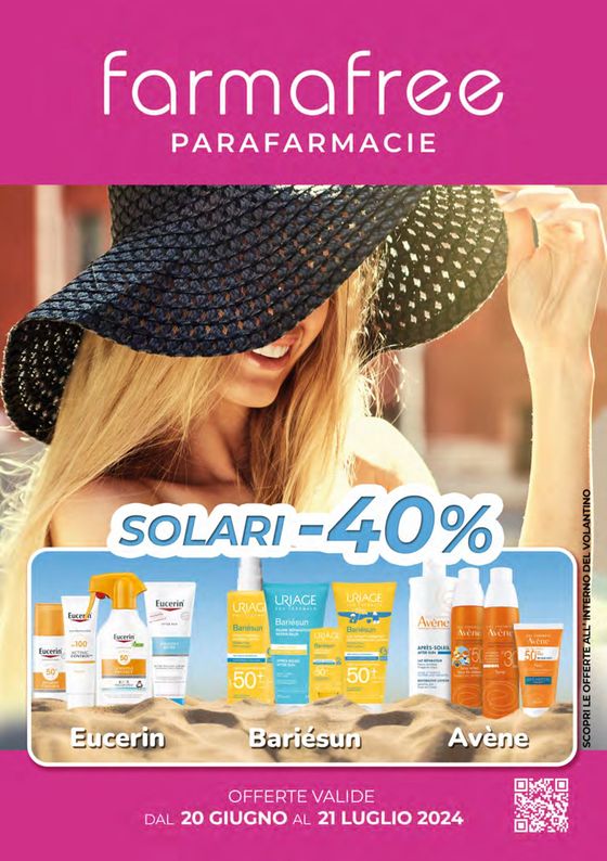 Volantino FarmaFree a Milano | Solari -40% | 20/6/2024 - 21/7/2024
