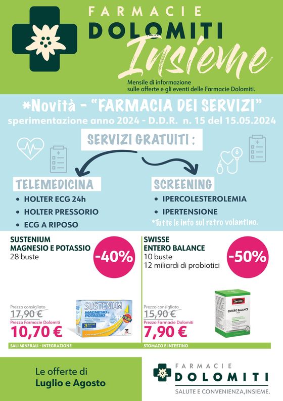 Volantino Farmacie Dolomiti | Le offerte di Luglio e Agosto | 1/7/2024 - 31/8/2024