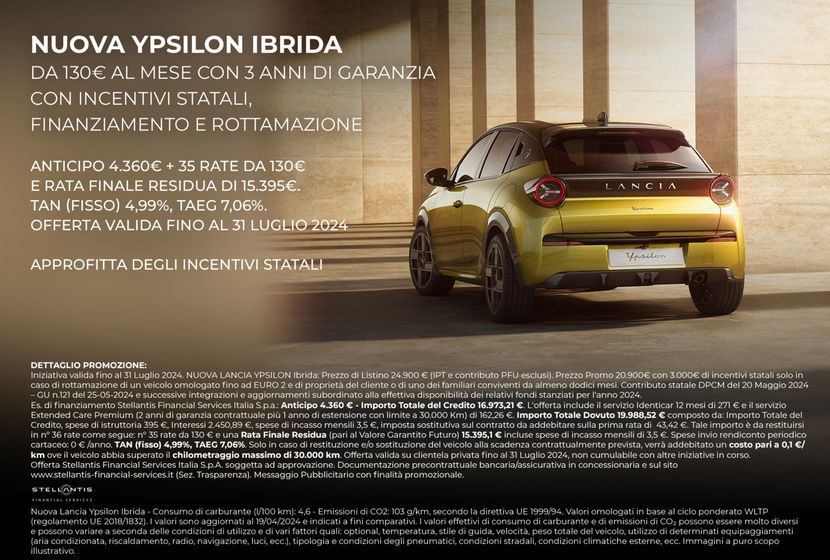 Volantino Lancia | Nuova Ypsilon Ibrida  | 2/7/2024 - 31/7/2024