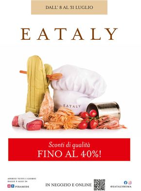 Offerte di Ristoranti a Roma | Sconti di qualità FINO AL 40%! in Eataly | 8/7/2024 - 31/7/2024