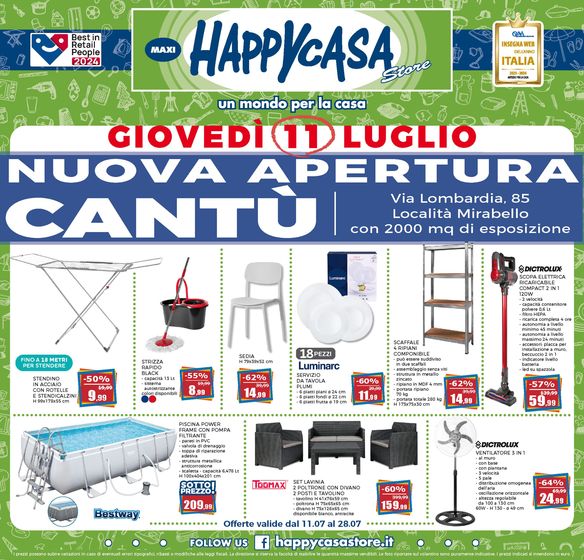 Volantino Happy Casa Store | Nuova Apertura Cantù  | 11/7/2024 - 28/7/2024