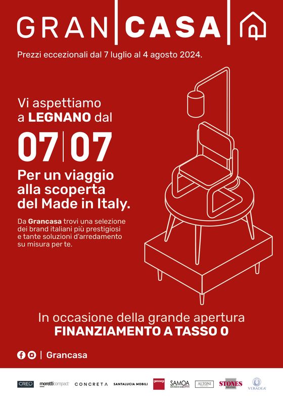 Volantino Grancasa | Finanziamento a tasso 0 | 9/7/2024 - 4/8/2024