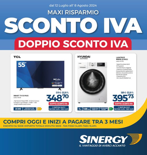 Volantino Sinergy a Roma | Maxi risparmio sconto Iva | 12/7/2024 - 8/8/2024